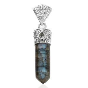 Malagasy Labradorite & Sky Blue Topaz Pendant | Forged in Platinum 15.9ctw